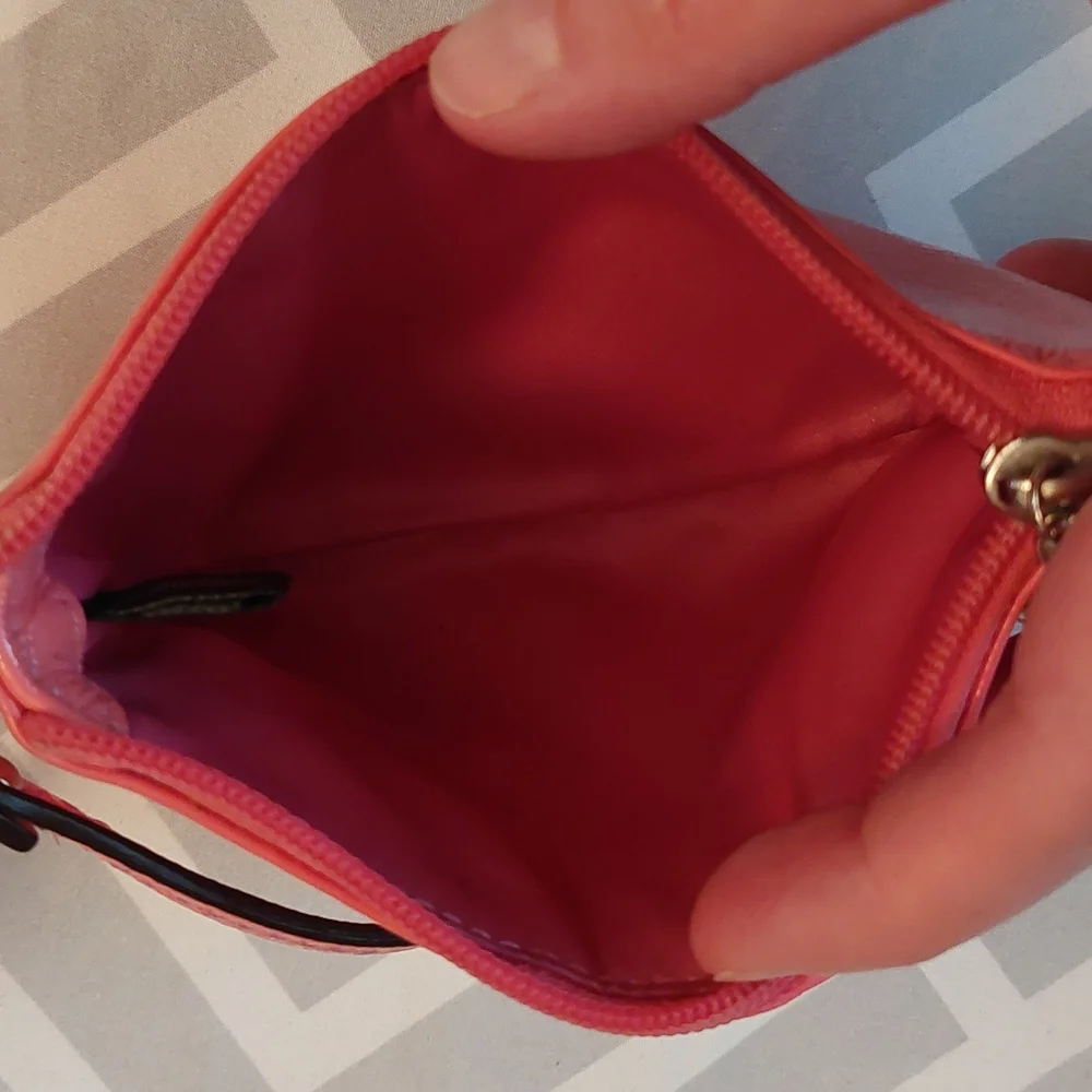 COACH Shiny Pebbled Leather Wristlet